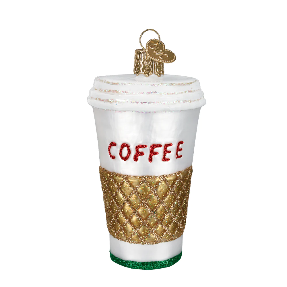 Coffee to Go Glass Ornament