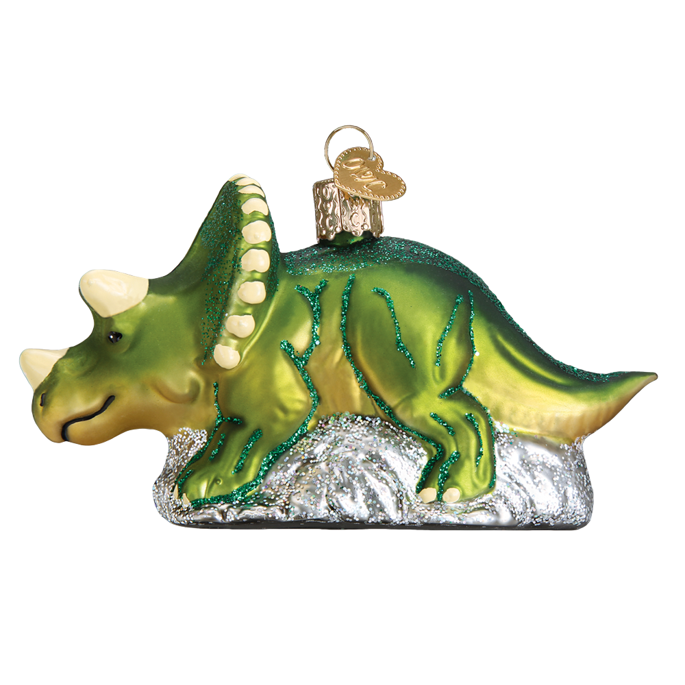 Triceratops Glass Ornament