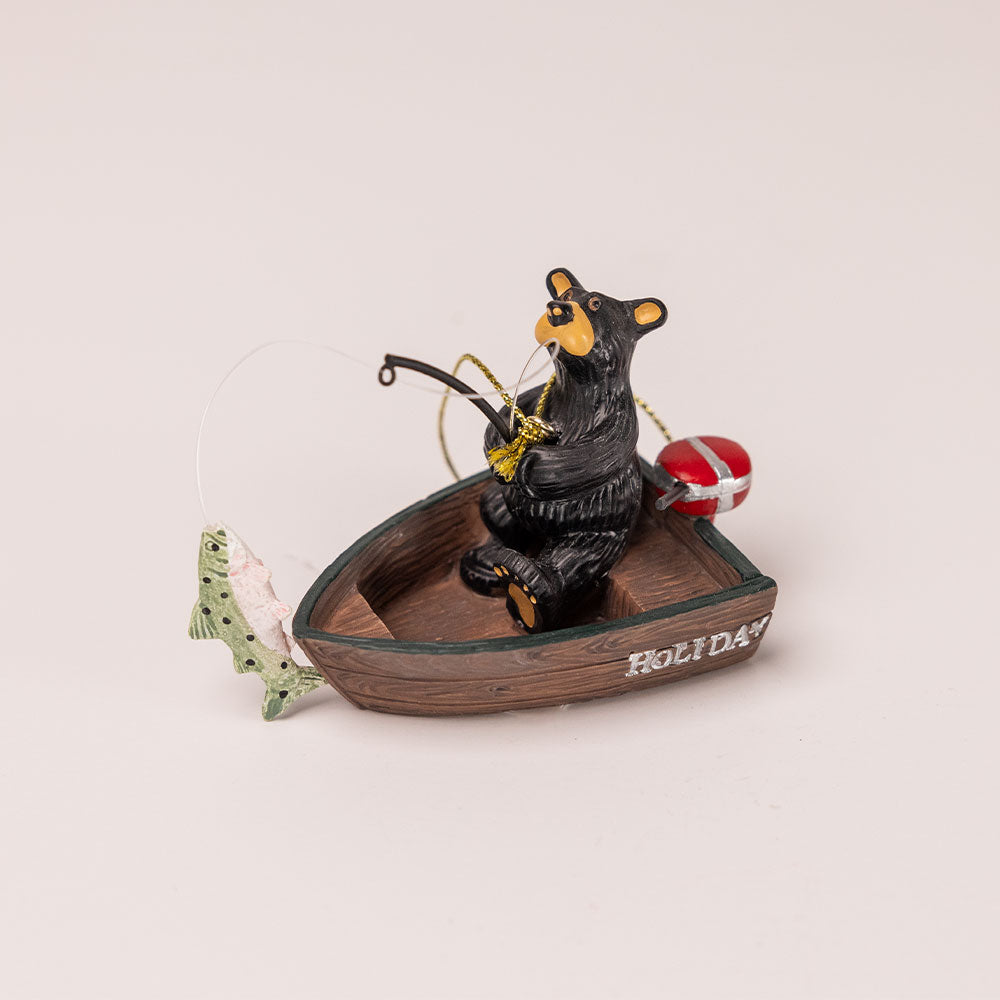 Bearfoots Bear Fishing Boat Ornament