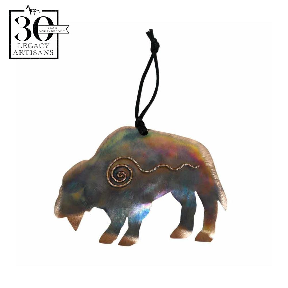 Copper Bison with Swirl Ornament