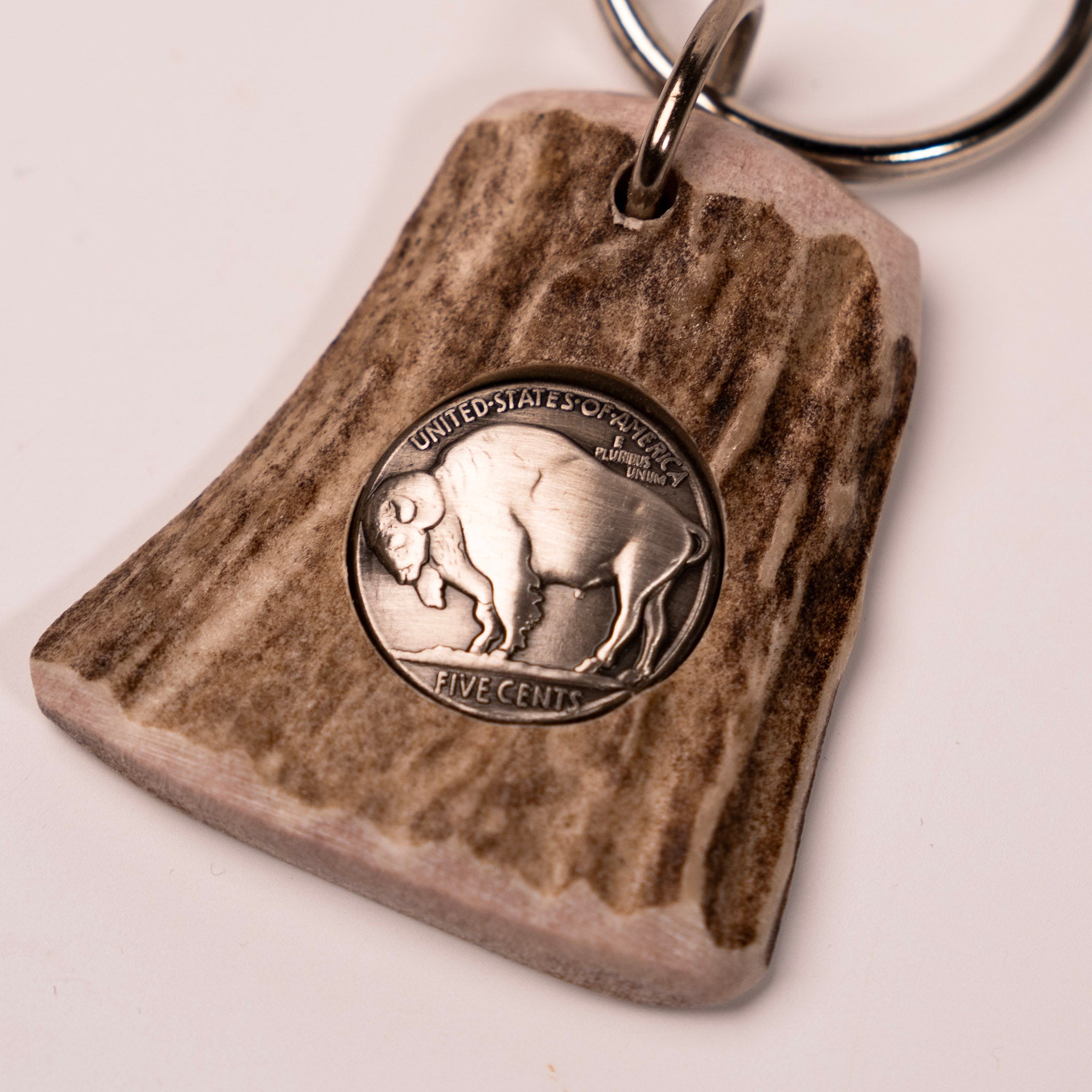 Buffalo Keychain - dark color - close up