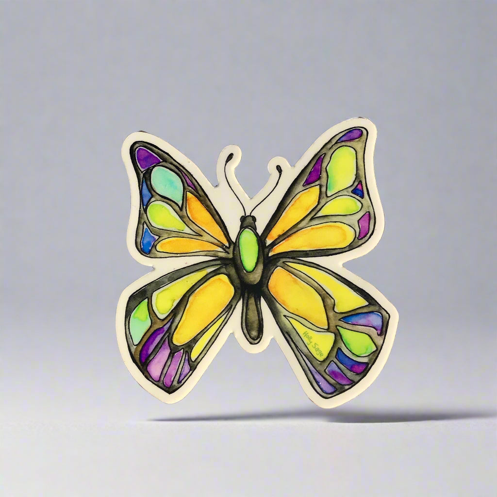 Butterfly Stained Glass GlitterEdge Sitcker by Holly Sage Art