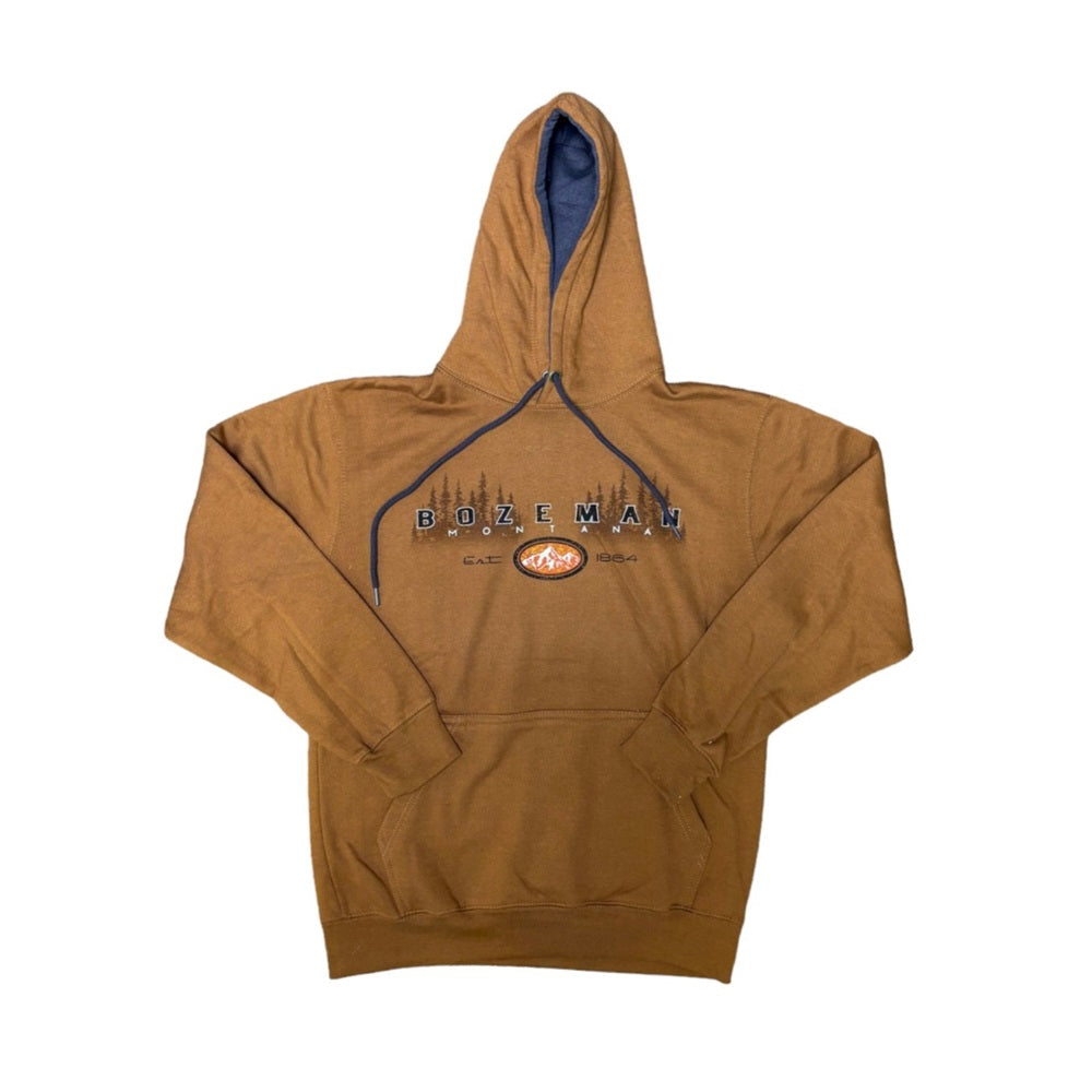 Camel Distant Trees Mountain Bozeman Hoodie by Prairie Mountain (5 sizes)