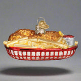 Chicken Basket Glass Ornament