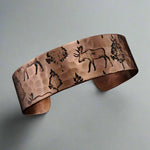 Copper Bracelet with Moose and Trees by Anju Art Jewelry