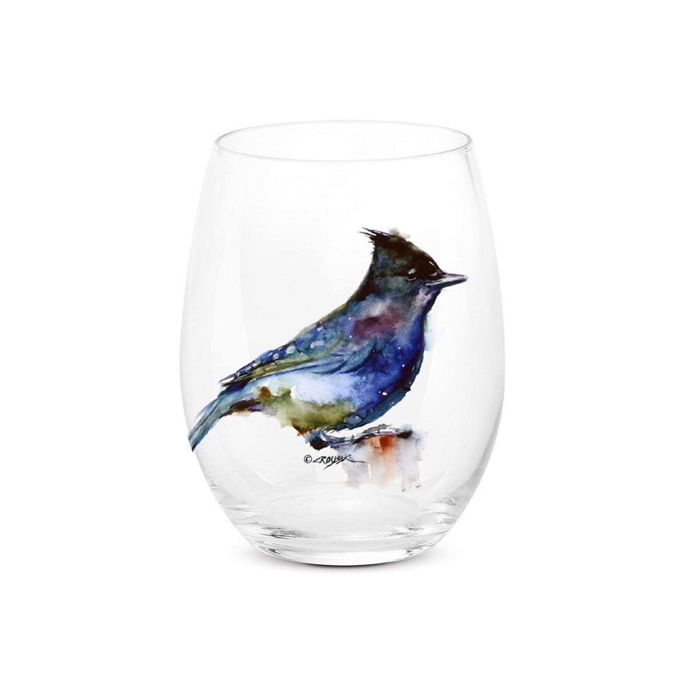 Dean Crouser Blue Jay Stemless Wine Glass