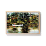 Dean Crouser Montana Wall Art, Two fisherman canoeing on a reflective river in a forest