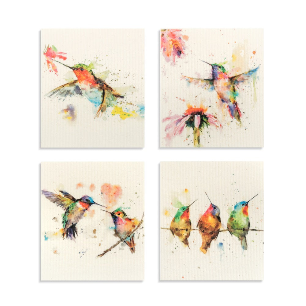 Dean Course Hummingbird Biodegradable Dish Cloths - set of 4