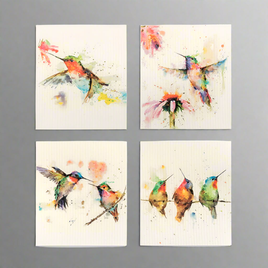 Dean Course Hummingbird Biodegradable Dish Cloths - set of 4