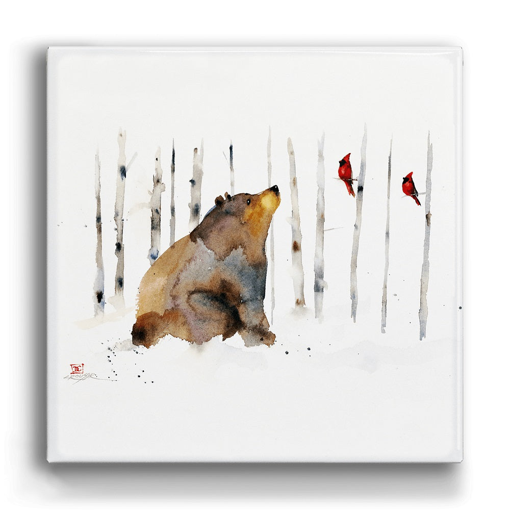 Dean Crouser Sitting Bear and Cardinal Metal Box Wall Art by Meissenburg Designs