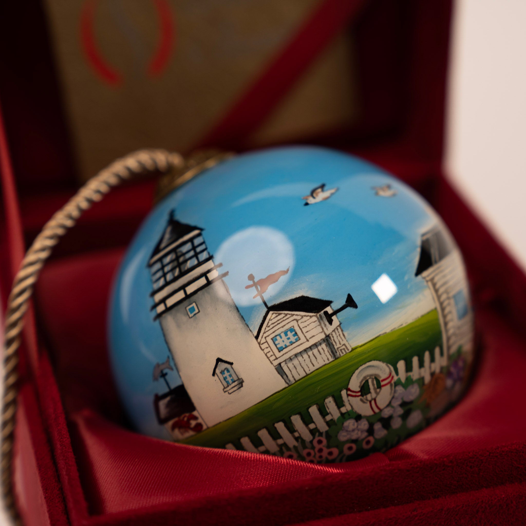 Ellen Stouffer Coastal Lighthouse Ornament - up close