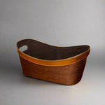 Faux Leather Brown and Gold Basket by Wald Imports