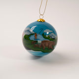 Grizzly Bear Mountains Main Street Bozeman Glass Ornament - fisherman