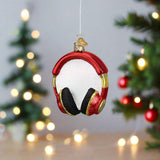 Headphones Glass Ornament