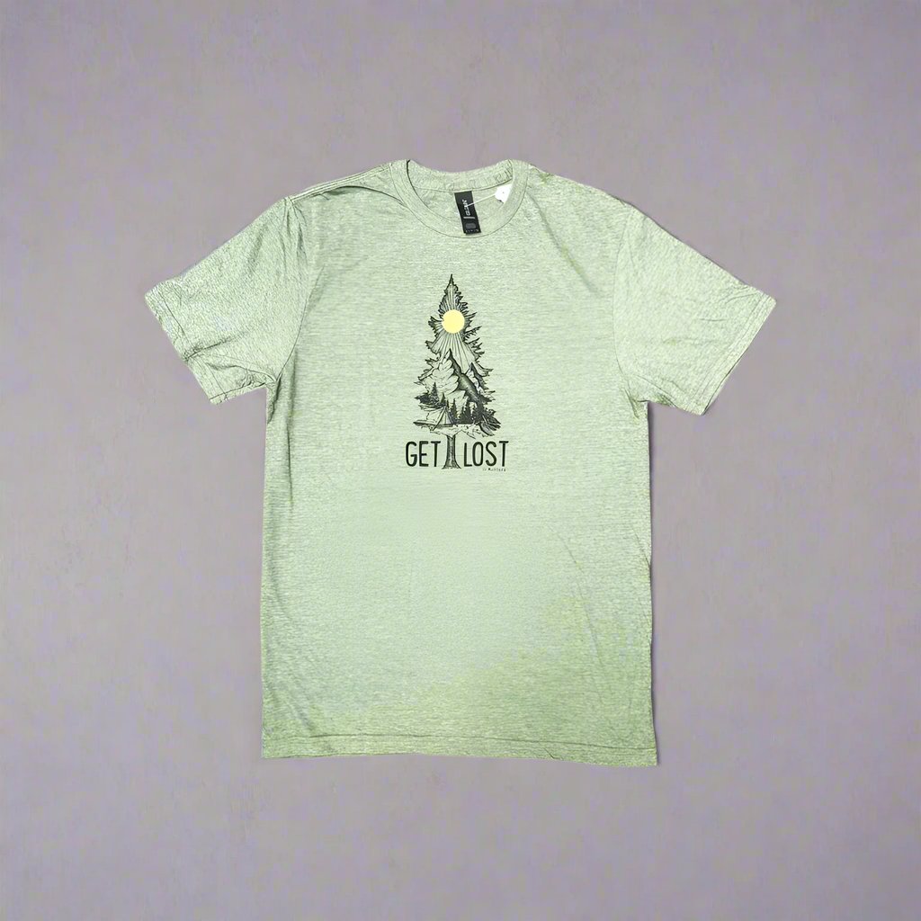 Heather Military Green Get Lost Montana T-Shirt by Bumwraps (6 sizes)