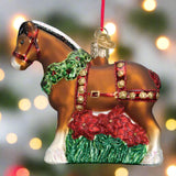 Holiday Clydesdale Glass Ornmanet