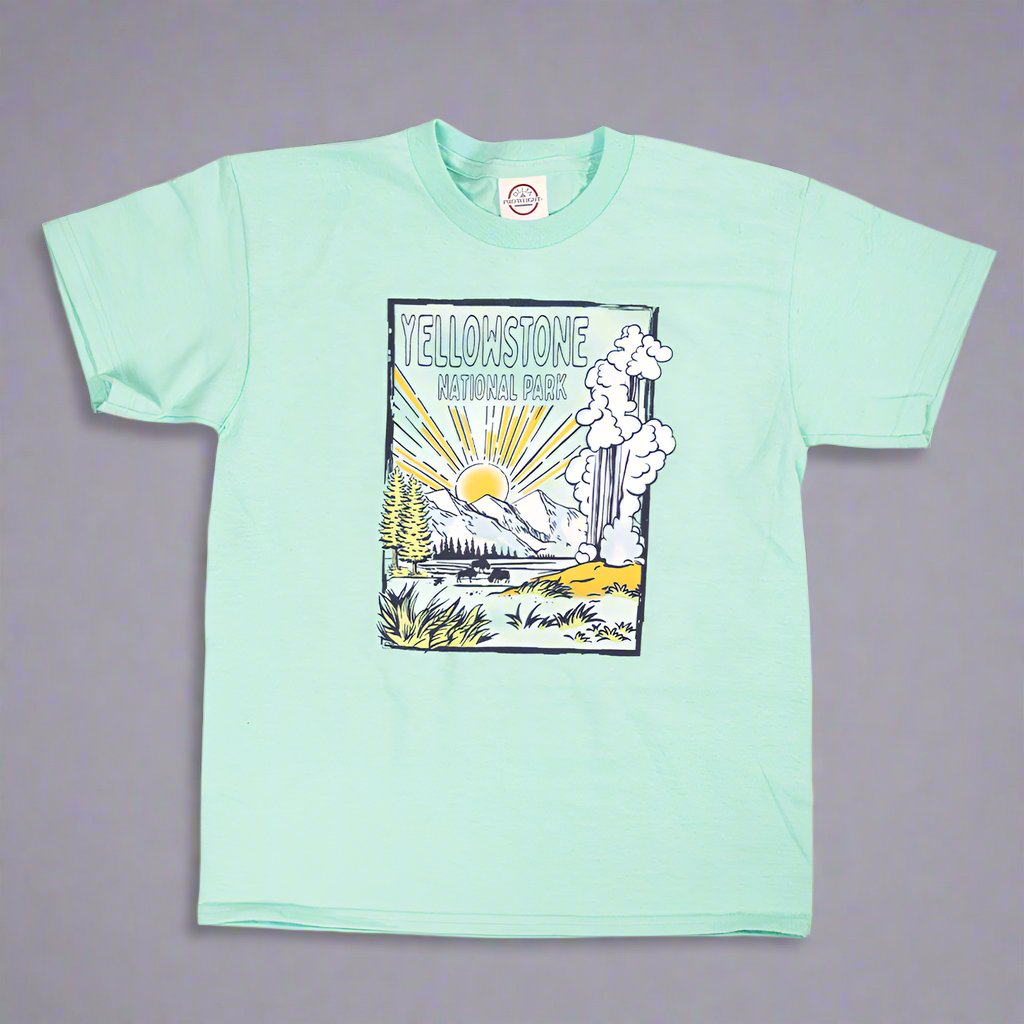 Light Blue Exposed Yellowstone National Park Youth T-Shirt