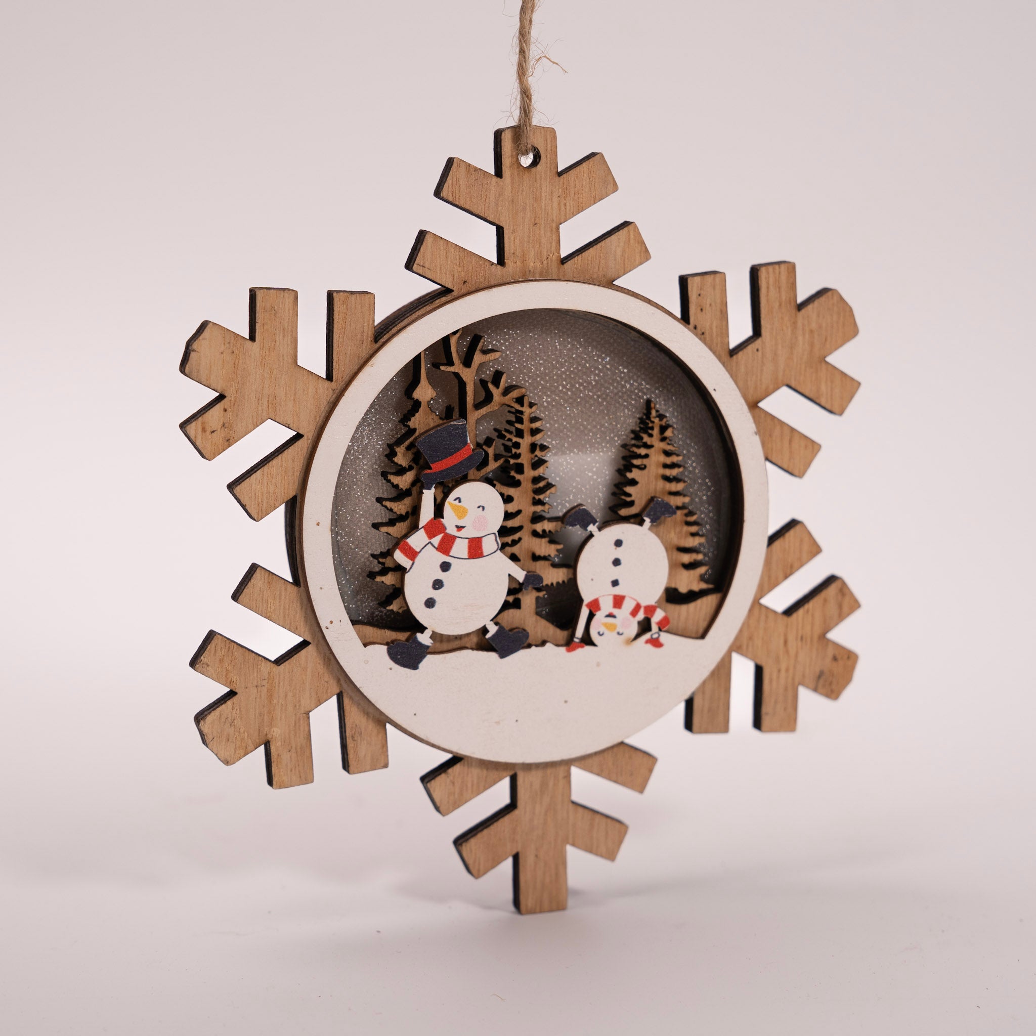 Lighted Wood Snowflake Ornament