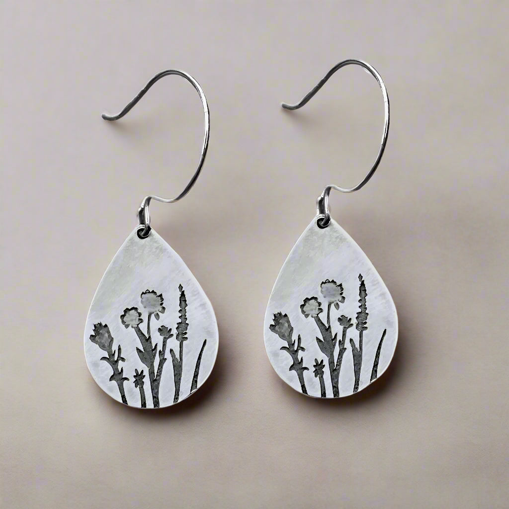 Matte Silver Wildflower Earrings by Daphne Lorna