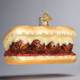 Meatball Sandwich Glass Ornament