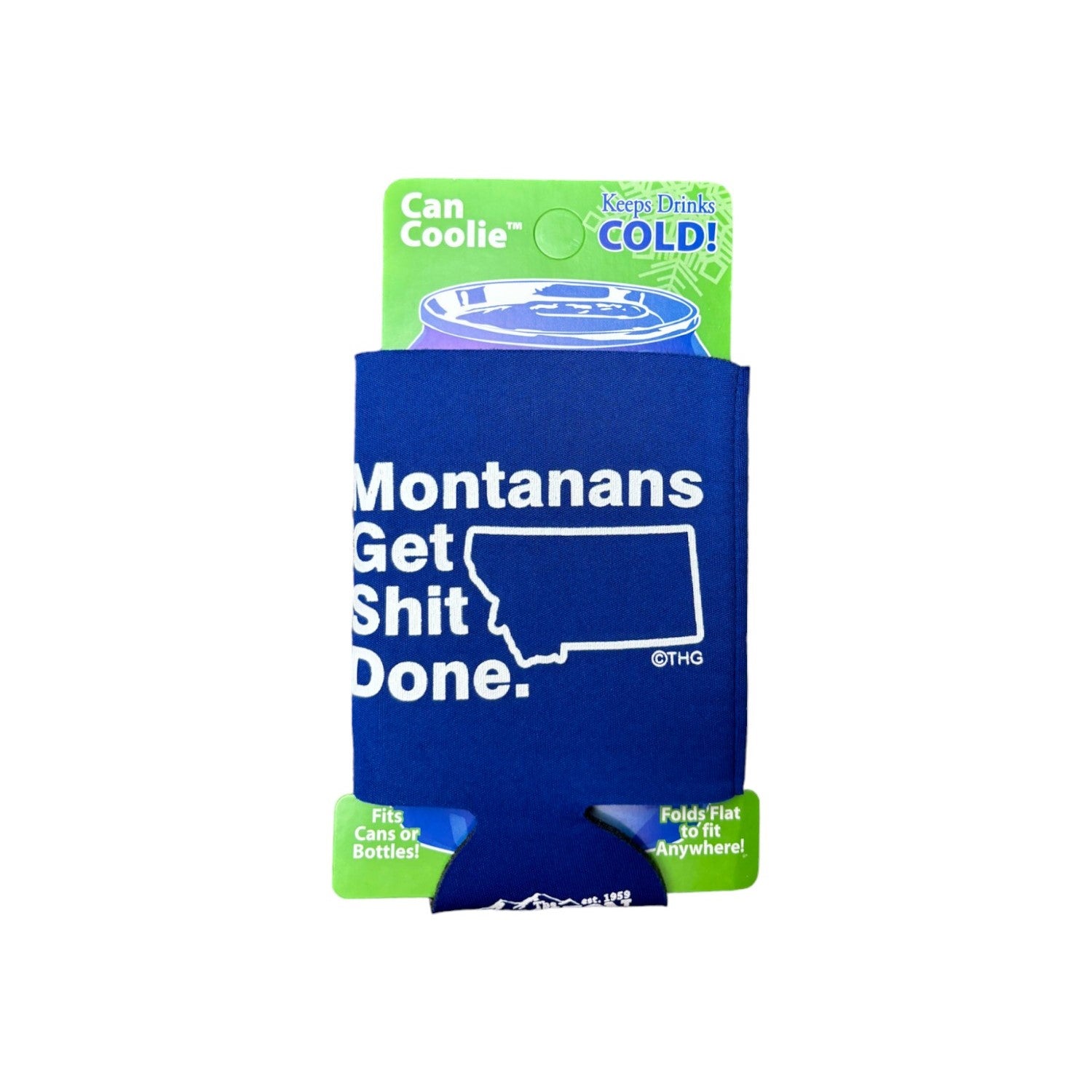 Montanans Get Shit Done Callapsible Can Cooler - dark blue