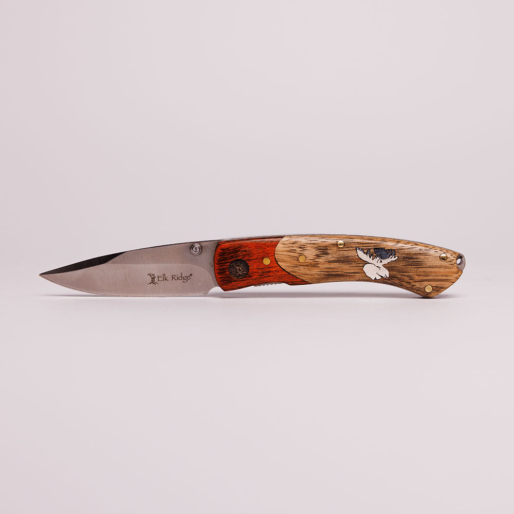 Cherry and Burl Pocket Clip Knife by Buffalo Knives (7 Styles) - Moose