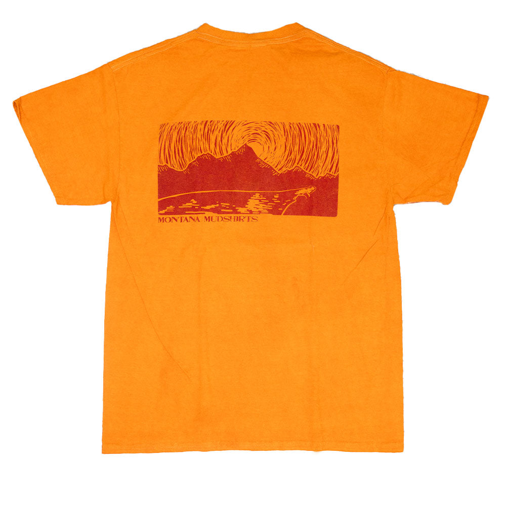 Montana Mud Shirts-orange terracotta shirt with design on back