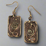 Rectangle Brass Patina Earrings by Anju Art Jewelry