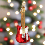 Red Electric Guitar Glass Ornament