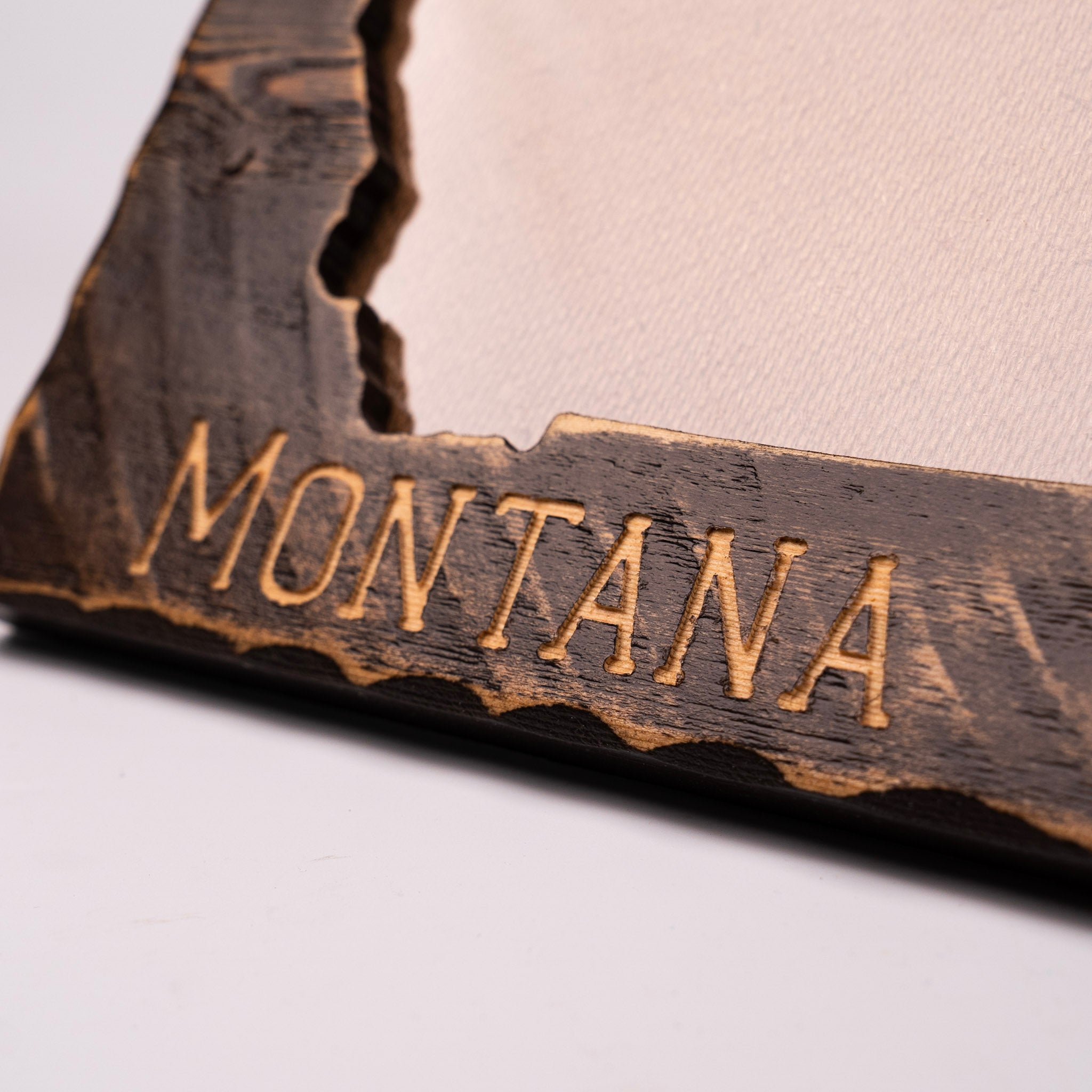 Rough Cut Montana Engraved Picture Frame with Dark Stain by MT Wild Life