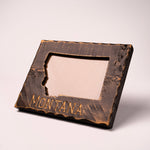 Rough Cut Montana Engraved Picture Frame with Dark Stain by MT Wild Life