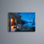 Small House Moon in Sky Table Top Lit Art