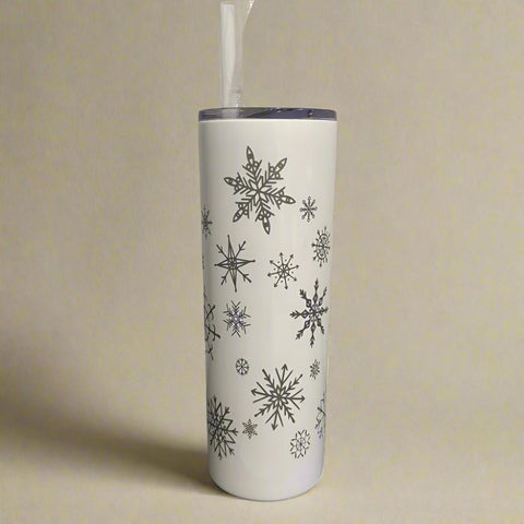 Snowflake White Skinny Tumbler by Montana Gift Corral