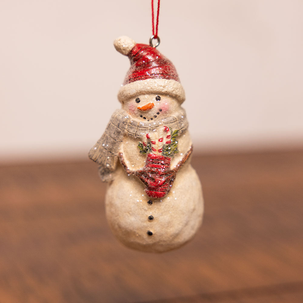 Snowman Red Hat with Stocking Ornament