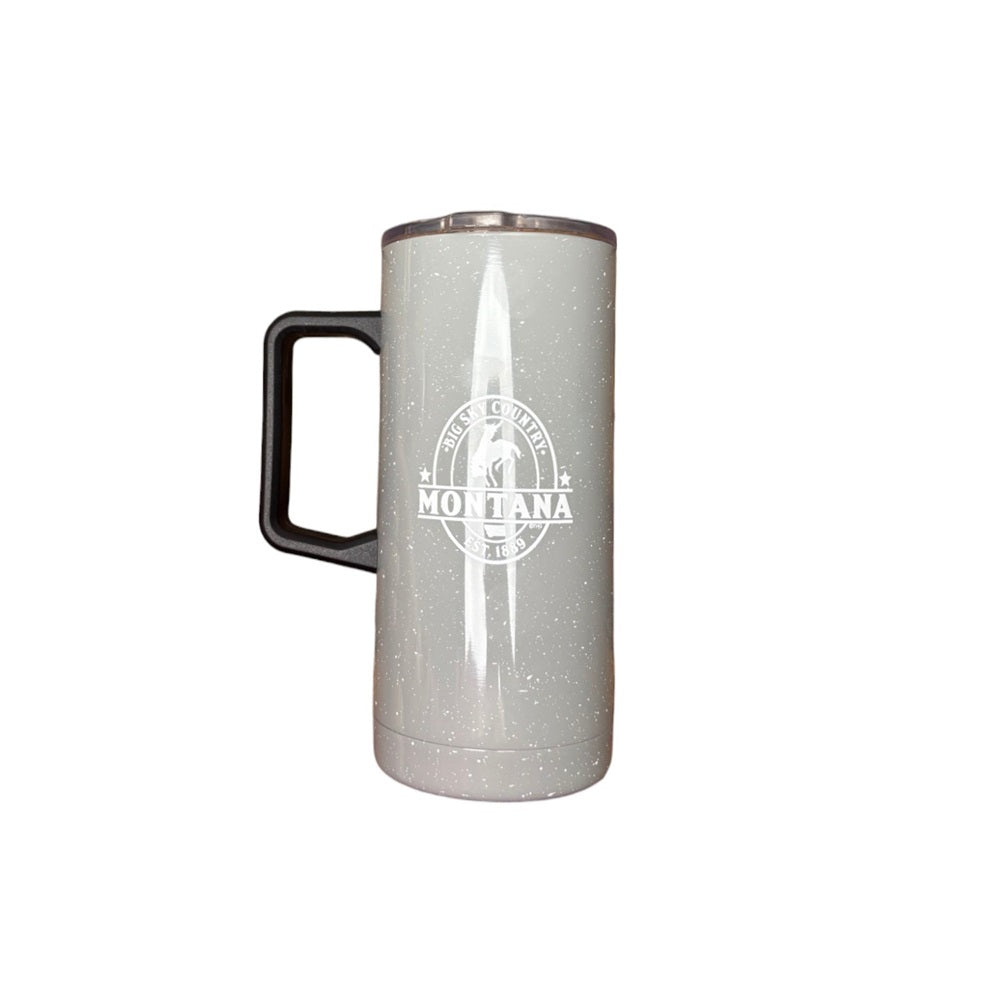 Tall Cowboy Camp Montana Travel Mug - grey