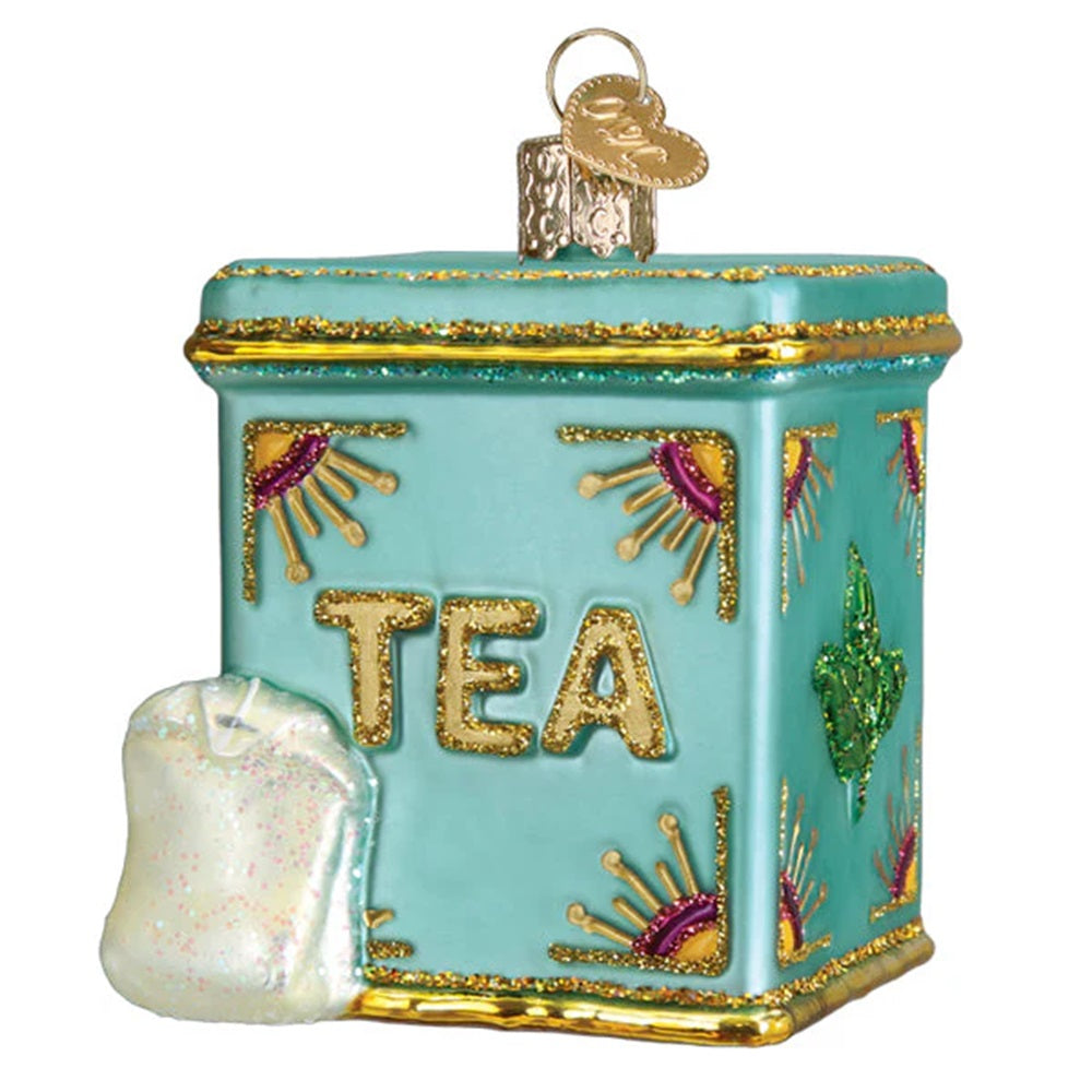 Tea Tin Glass Ornament