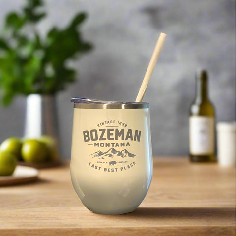 Vintage Bozeman Pearl Wine Tumbler