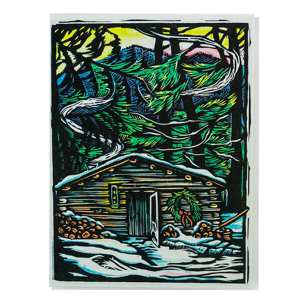 Winter Cabin Greeting Card