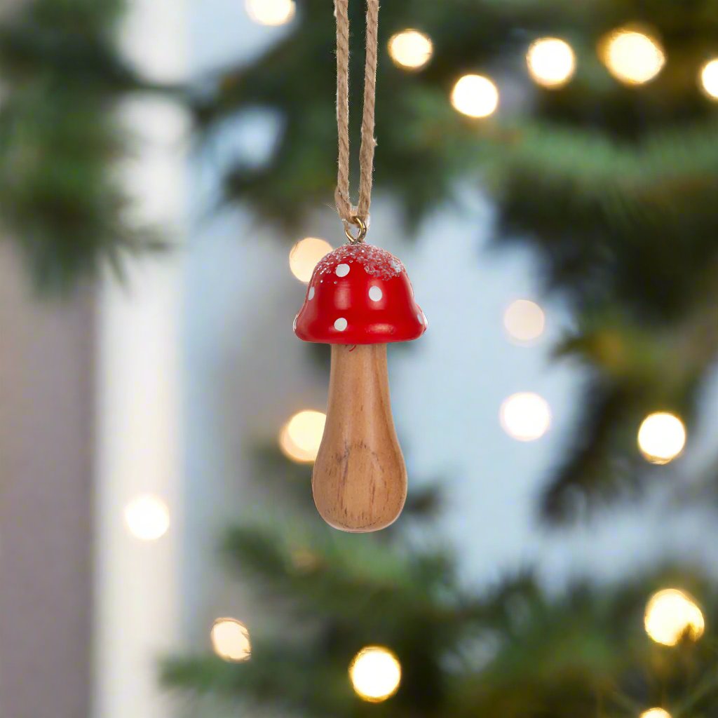 Wood Mushroom Ornament by Ganz USA