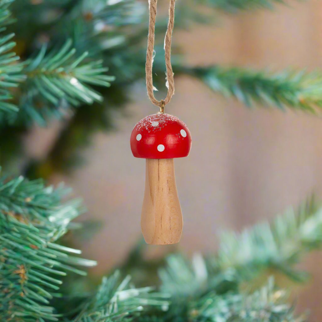 Wood Mushroom Ornament by Ganz USA