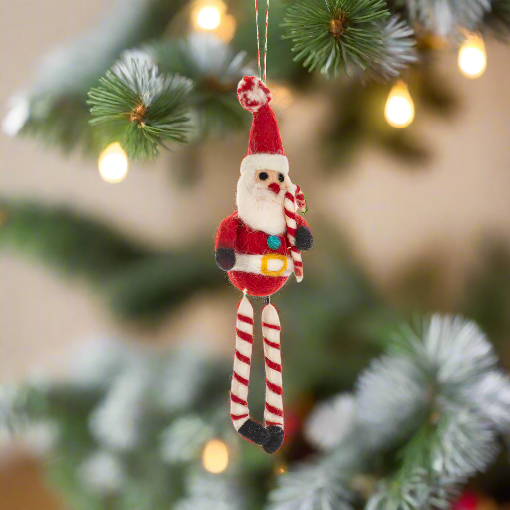 Wool Santa with Dangle Legs Ornament by Ganz USA