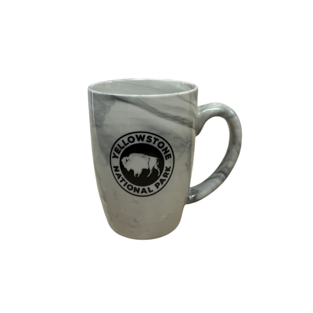 Yellowstone National Park Bison Palermo Marble Finish Mug - grey