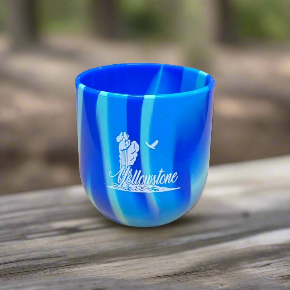 Yellowstone National Park Silipint Stemless Wine Glass by The Hamilton Group - blue swirl