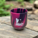 Yellowstone National Park Silipint Stemless Wine Glass by The Hamilton Group - purple pink swirl