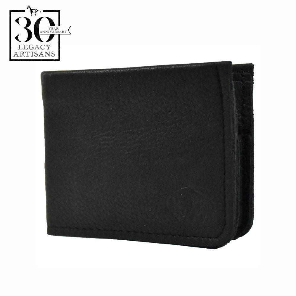 Mens Coin Purse - Leather - Snap Closure - Black