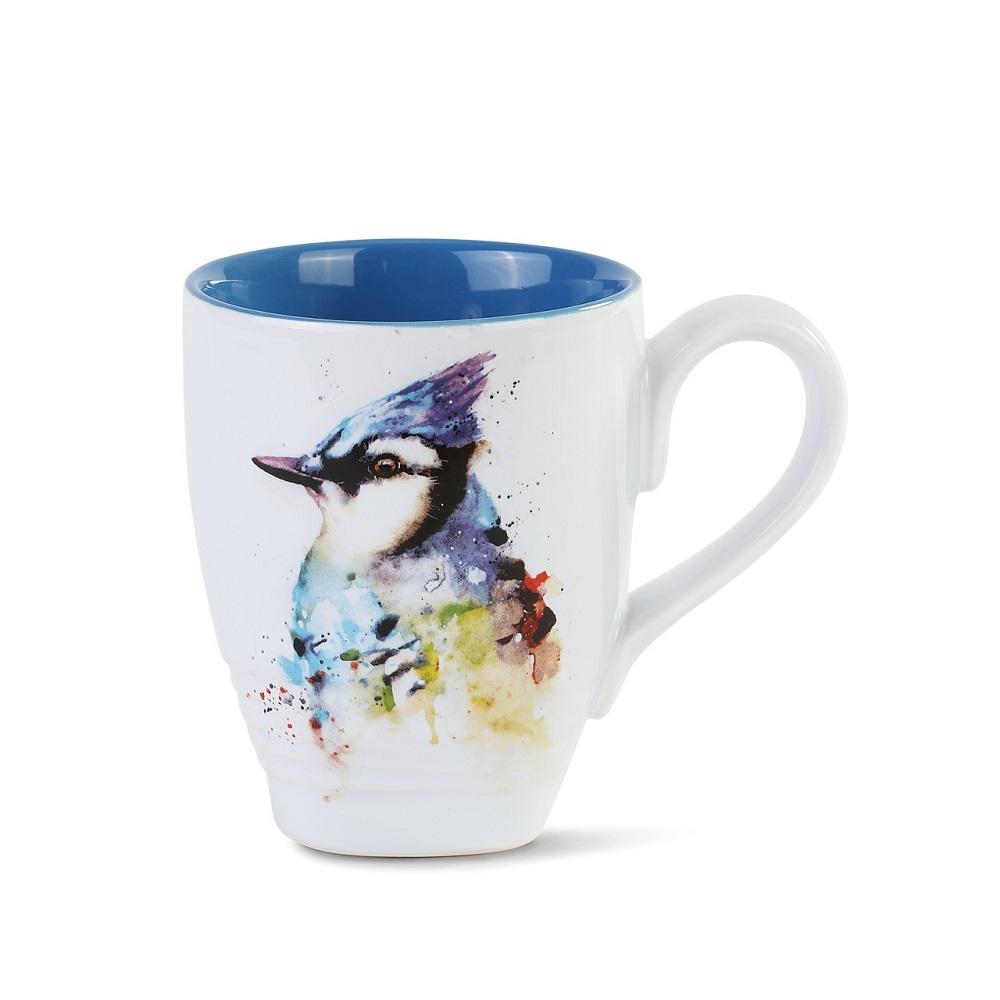 Ruby-throated Hummingbird Sculpted Stoneware Coffee Mugs, Set of 6