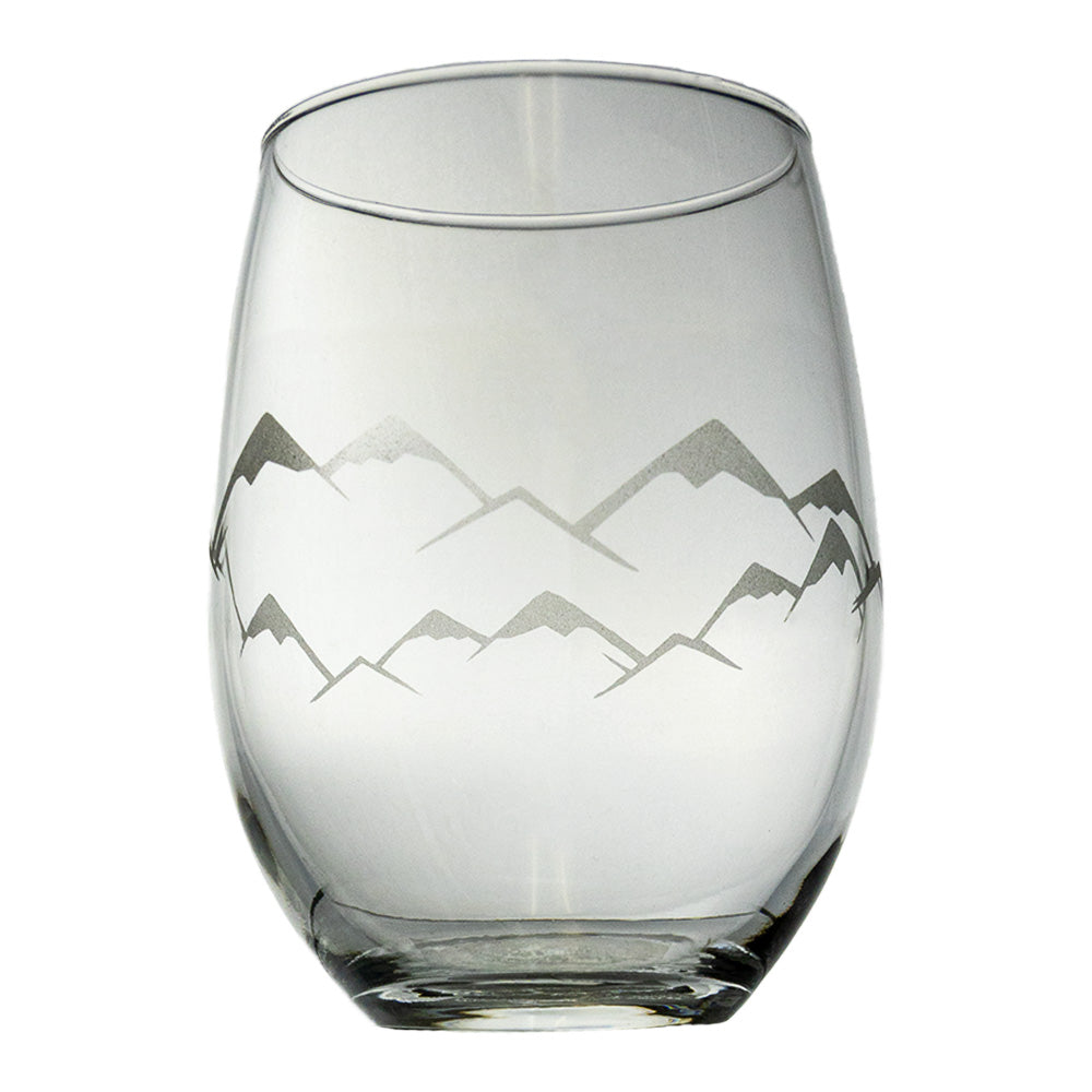 10oz Wine 360 Mountain and Pine Trees Design Laser Engraved Yeti